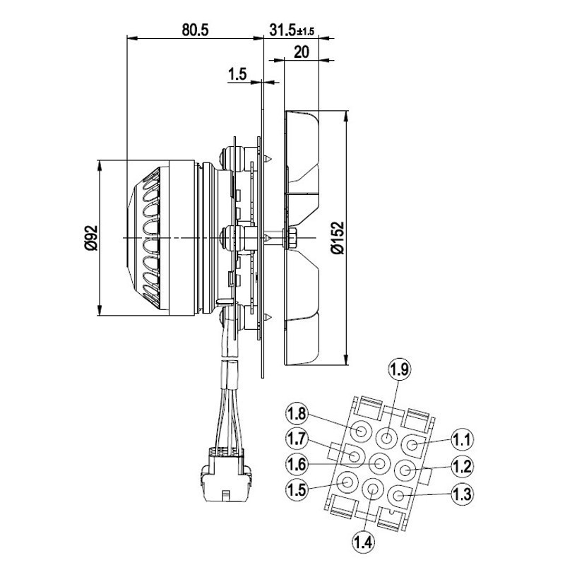 Ventilateur extracteur des fumées R2E150AN9166 poêle à granulé