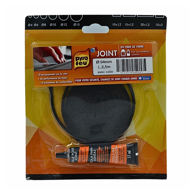 Joint rond d'étanchéité porte poêle, insert bois et granulé 4 mm