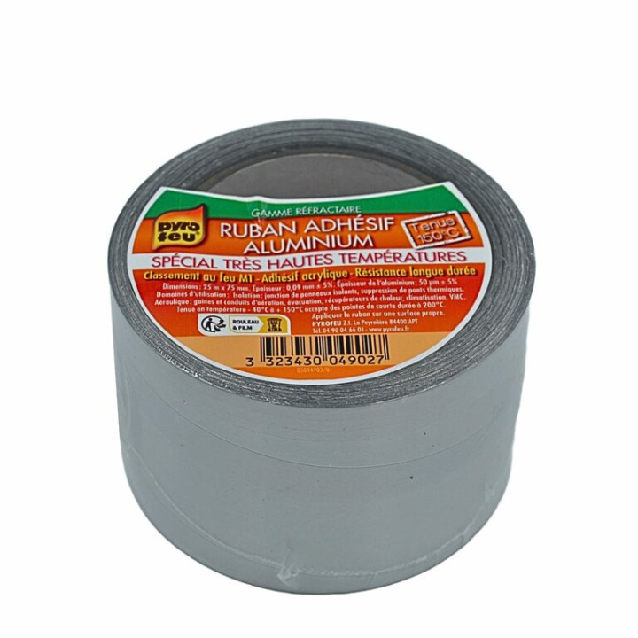 Ruban adhésif, scotch aluminium hautes températures Rouleau 25m