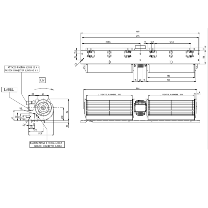 ARCE VENTILATEUR TANGENTIEL DOUBLE pour poêle à granulé pellet