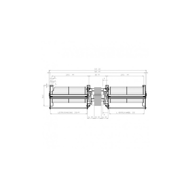 EDILKAMIN Ventilateur tangentiel double pour poêle à granulé
