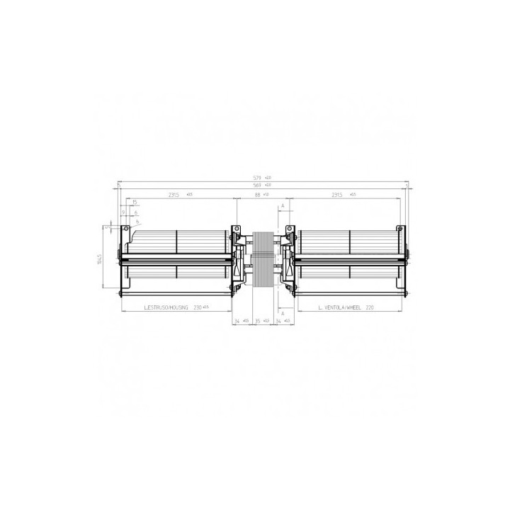 EDILKAMIN Ventilateur tangentiel double pour poêle à granulé