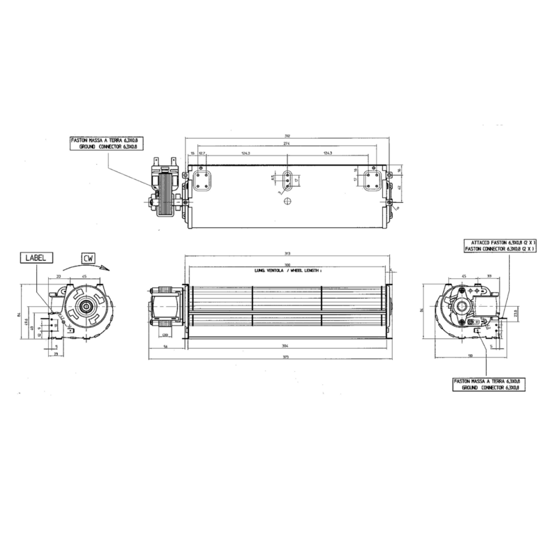 STUFE A PELLET ITALIA VENTILATEUR TANGENTIEL pour poêle à granulé pellet 60/300-35W