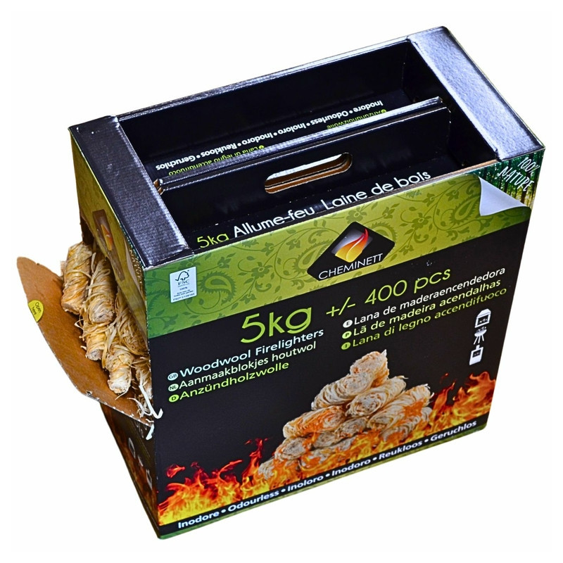 Allume-feu laine de bois naturel pour barbecue, cheminée et poêle