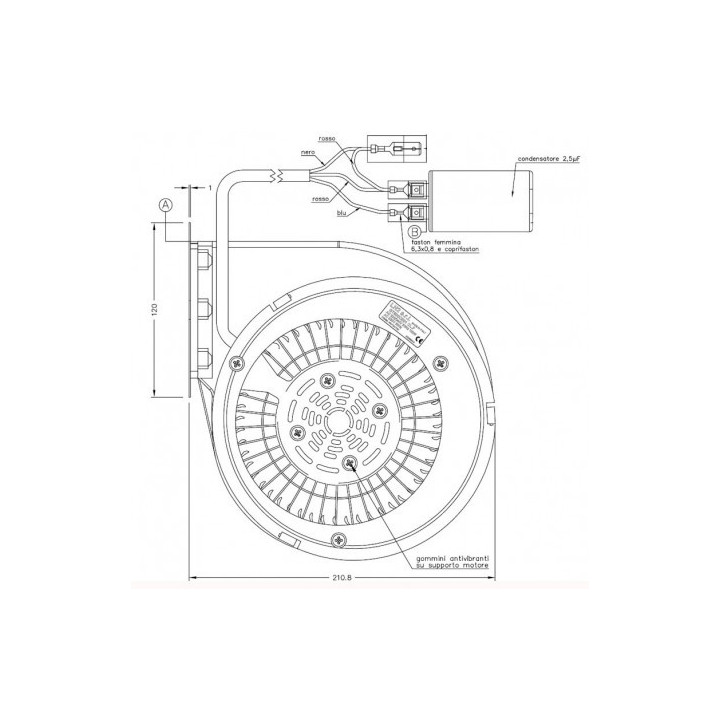 PUROS VENTILATEUR d'air centrifuge pour poêle à granulé pellets