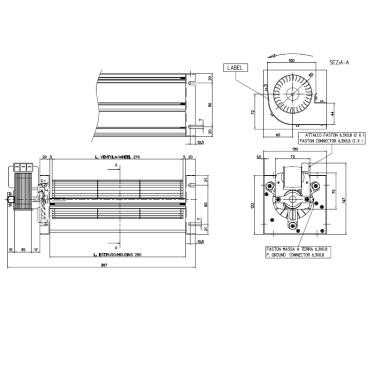 CADEL VENTILATEUR TANGENTIEL pour poêle à granulé pellet