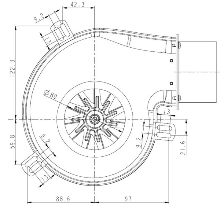 Ventilateur extracteur des fumées PL21CE0060 pour poêle à granulé