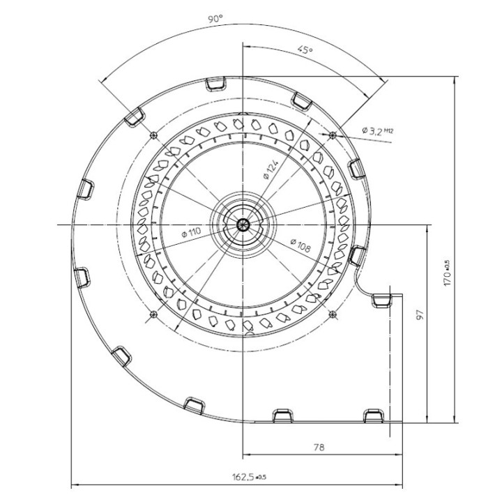 VENTILATEUR CENTRIFUGE pour poêle à granulé 62x63 RLA108/4200A72