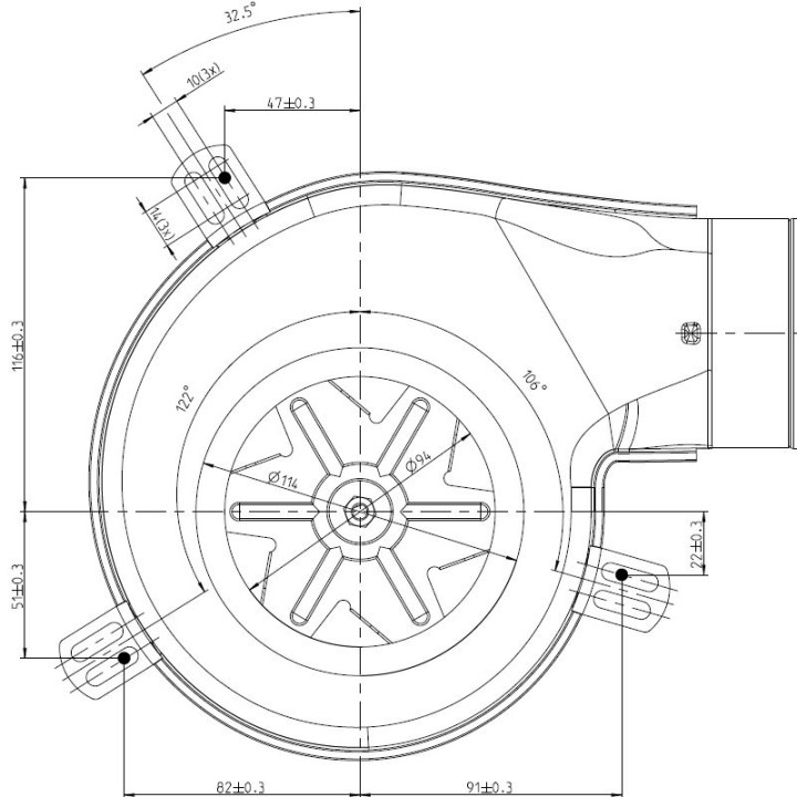 VENTILATEUR EXTRACTEUR DES FUMÉES pour poêle à granulé G2E1520020