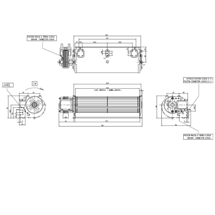 VENTILATEUR TANGENTIEL pour poêle à granulé pellet 60/240 - 35W