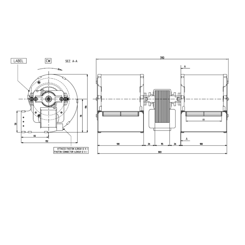 VENTILATEUR CENTRIFUGE DOUBLE poêle à granulé pellet 80x83-35