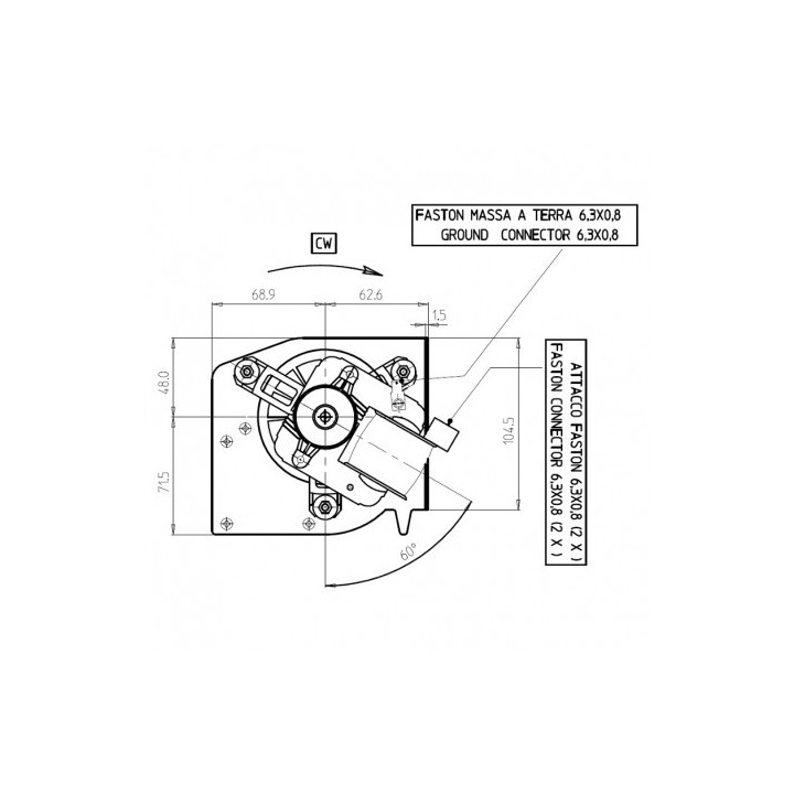 VENTILATEUR TANGENTIEL DOUBLE pour poêle à granulé pellet 80/220