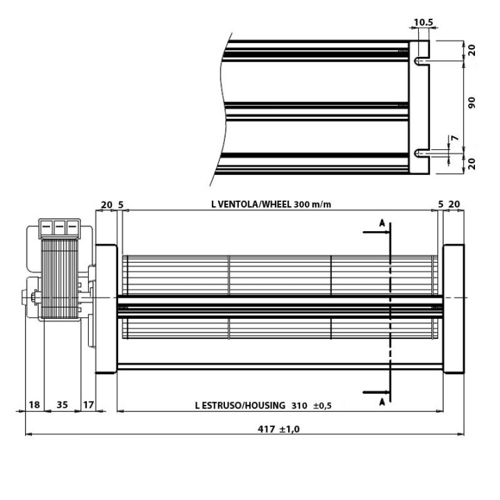 VENTILATEUR TANGENTIEL pour poêle à granulé pellet 80/300