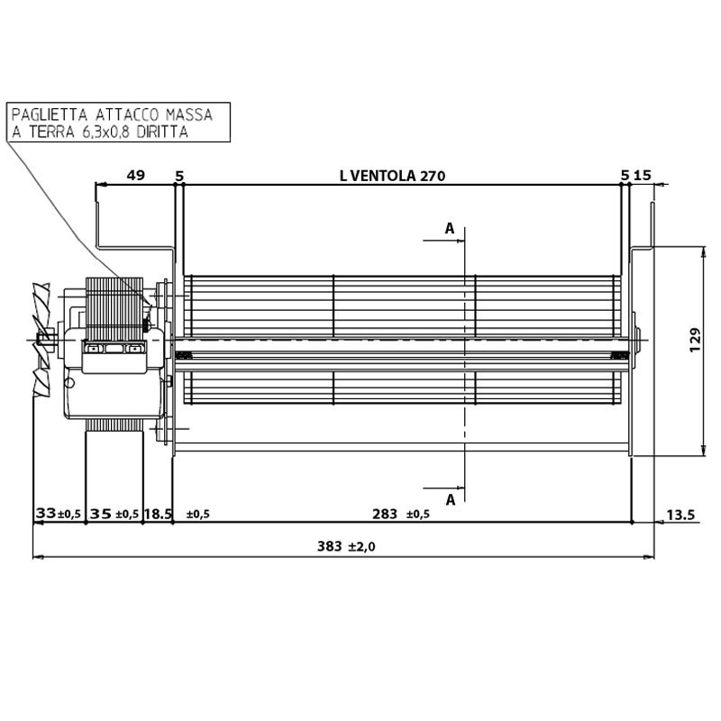 VENTILATEUR TANGENTIEL pour poêle à granulé pellet 80/270 - 82W