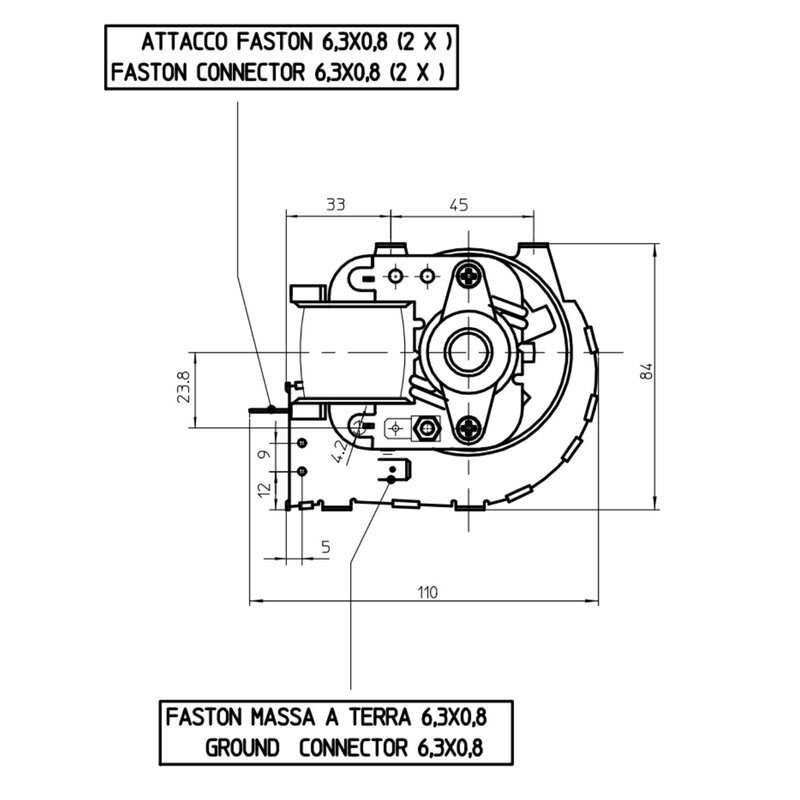 VENTILATEUR TANGENTIEL pour poêle à granulé pellet 60/300 - 35W