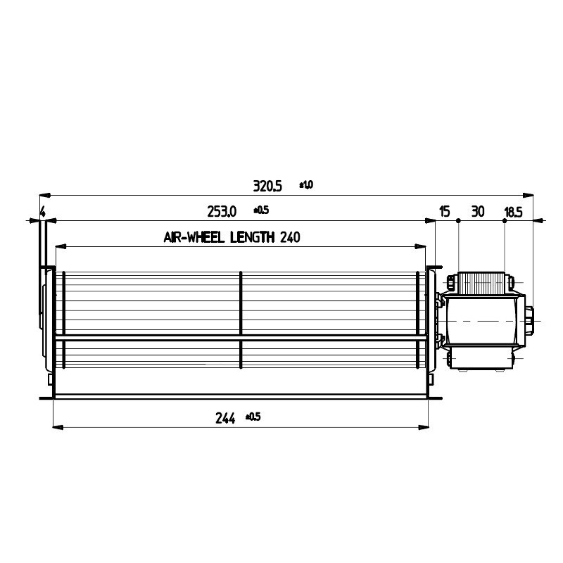 VENTILATEUR TANGENTIEL pour poêle à granulé pellet 60/240