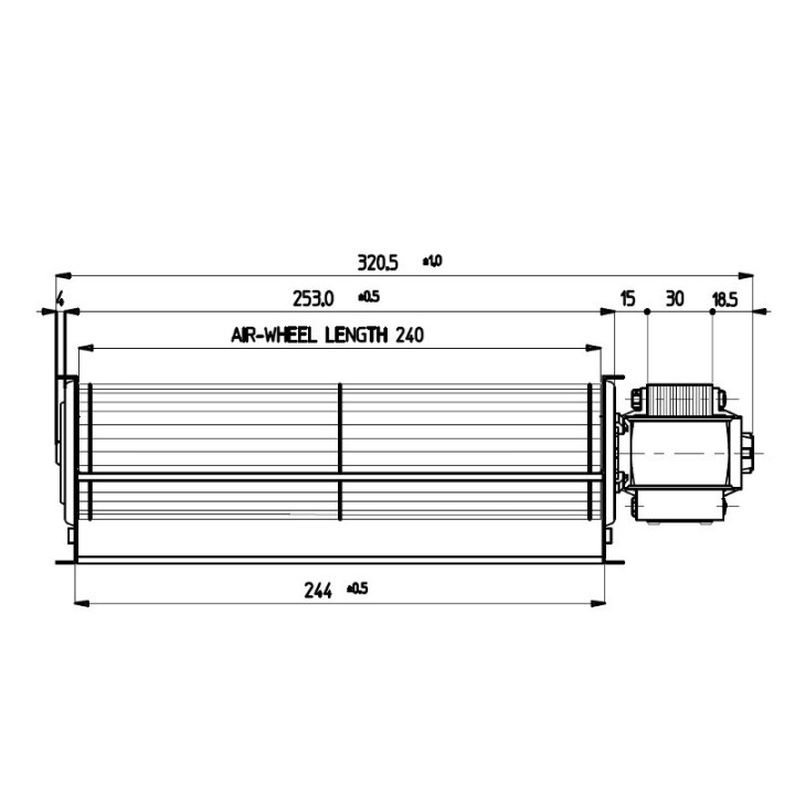 VENTILATEUR TANGENTIEL pour poêle à granulé pellet 60/240