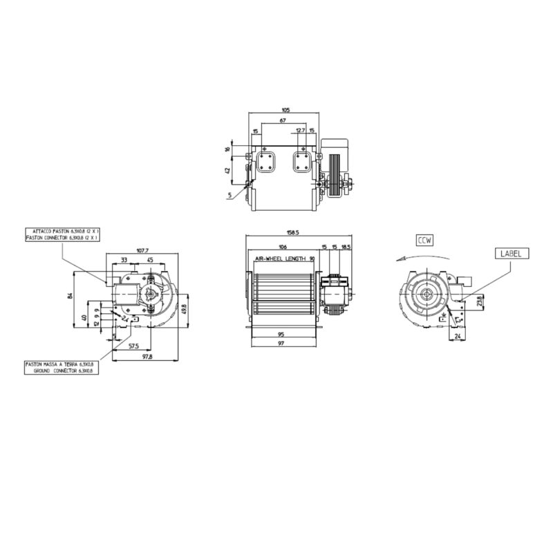 VENTILATEUR TANGENTIEL pour poêle à granulé pellet 60/90