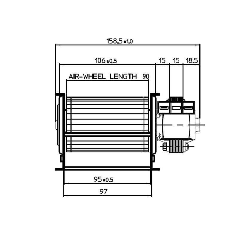 VENTILATEUR TANGENTIEL pour poêle à granulé pellet 60/90