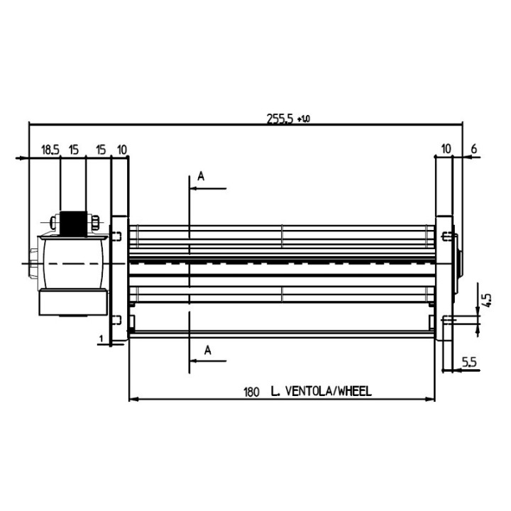 VENTILATEUR TANGENTIEL pour poêle à granulé pellet 45/180