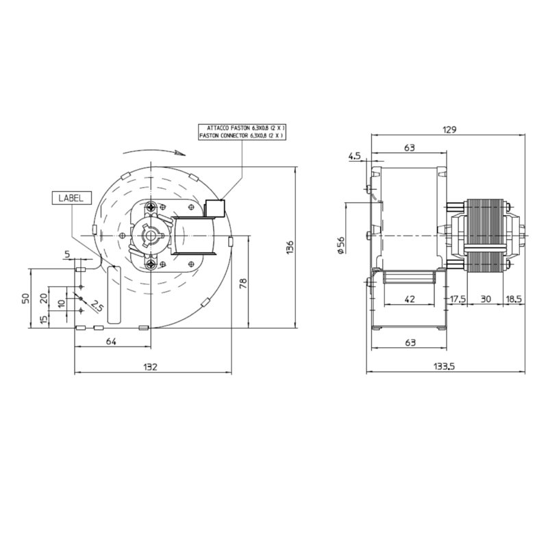 VENTILATEUR CENTRIFUGE pour poêle à granulé pellet 80x42-H30