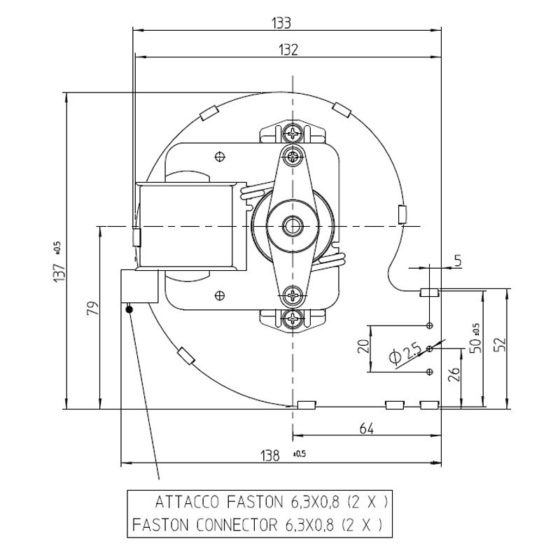 VENTILATEUR CENTRIFUGE pour poêle à granulé pellet 80x83-35