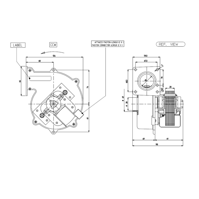 VENTILATEUR CENTRIFUGE pour poêle à granulé pellet CF 80-20
