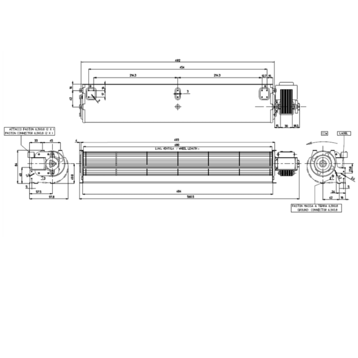 VENTILATEUR TANGENTIEL pour poêle à granulé pellet 60/480