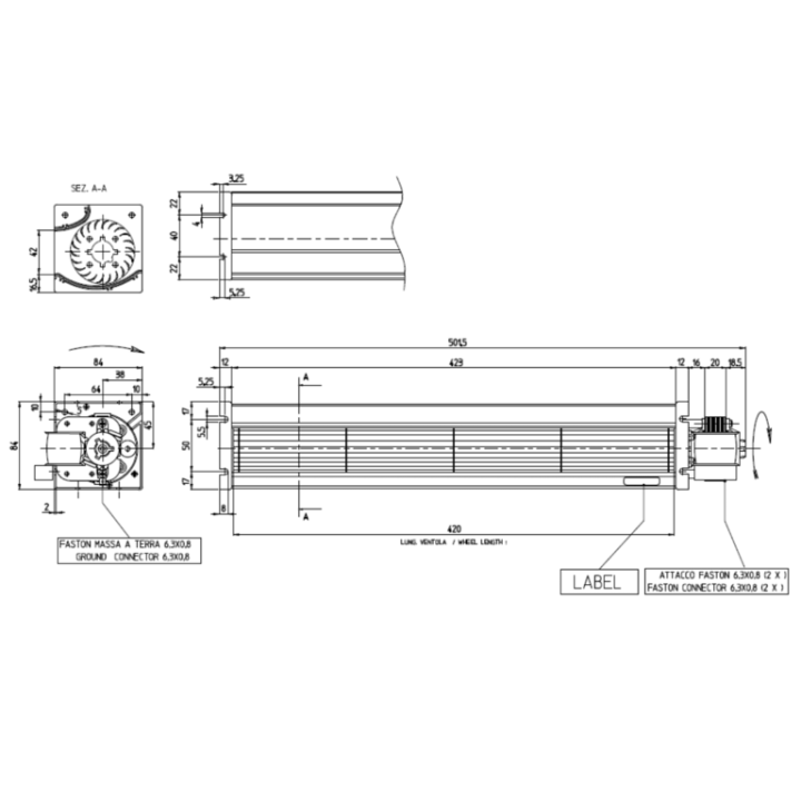 VENTILATEUR TANGENTIEL pour poêle à granulé pellet 60/420 - 25W