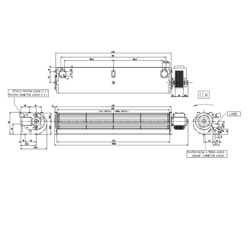 VENTILATEUR TANGENTIEL pour poêle à granulé pellet 60/420