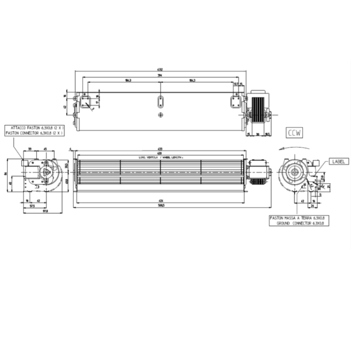 VENTILATEUR TANGENTIEL pour poêle à granulé pellet 60/420