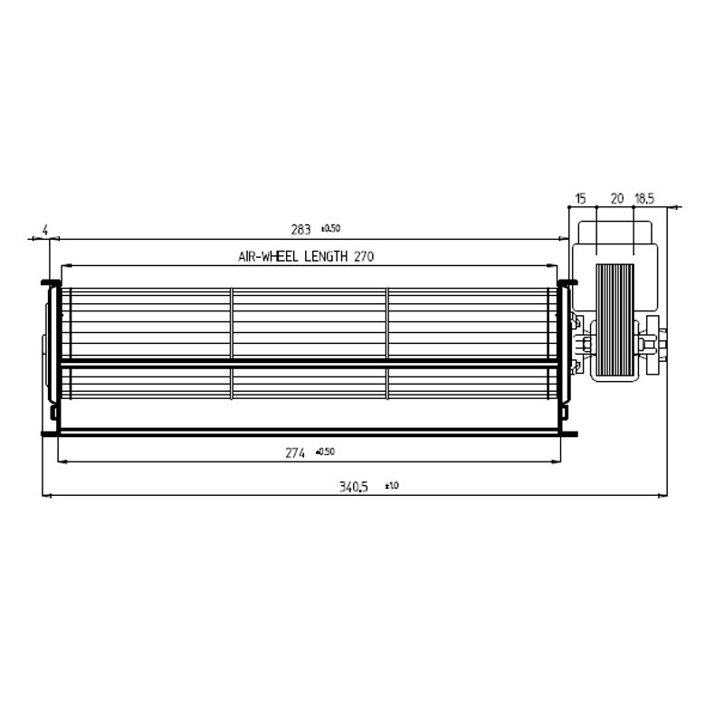 VENTILATEUR TANGENTIEL pour poêle à granulé pellet 60/270