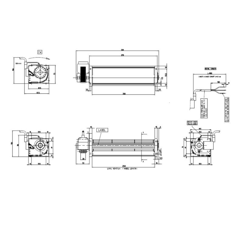 VENTILATEUR TANGENTIEL pour poêle à granulé pellet 45/250