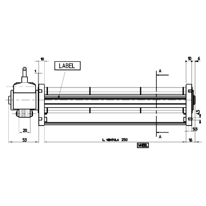 VENTILATEUR TANGENTIEL pour poêle à granulé pellet 45/250