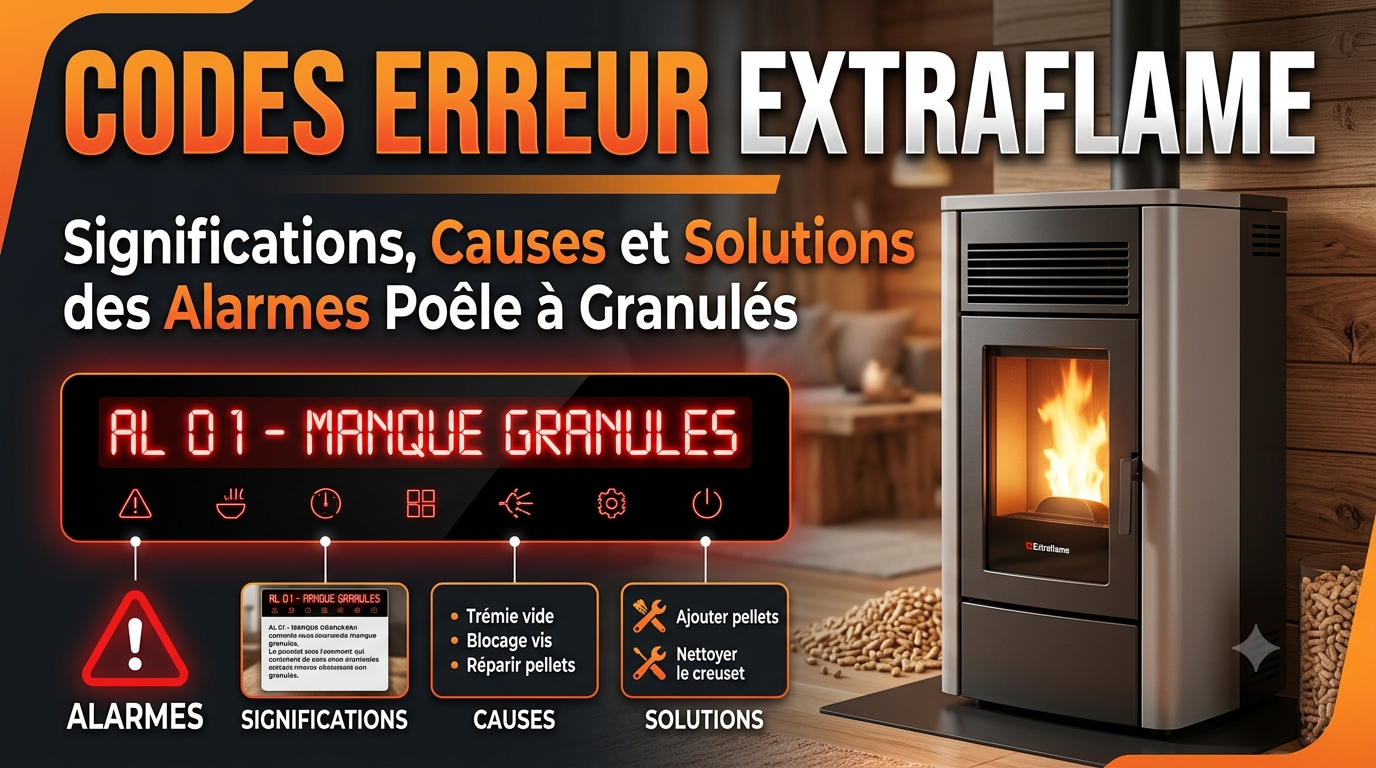 Codes erreur Extraflame : significations, causes et solutions des alarmes poêle à granulés
